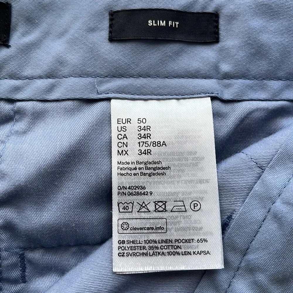 H&M Mens 100% Linen Pants Sz 34R